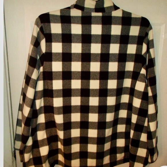 Lands' End Men's Black and White Plaid Sweatshirt - Picture 4 of 5